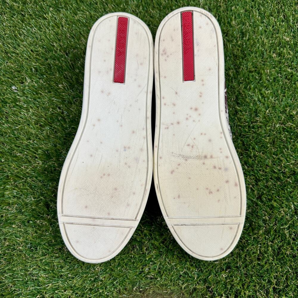 Prada Floral Slip-On Sneakers in White and Burgundy - Picture 8 of 9